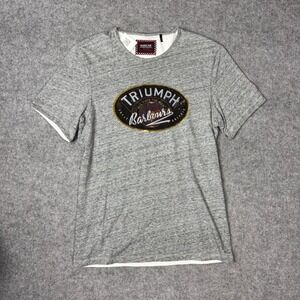 Barbour‎ International Triumph Graphic T-Shirt Grey Marl Short Sleeve Womens L